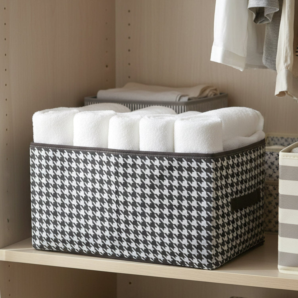 Foldable fabric storage basket organizer