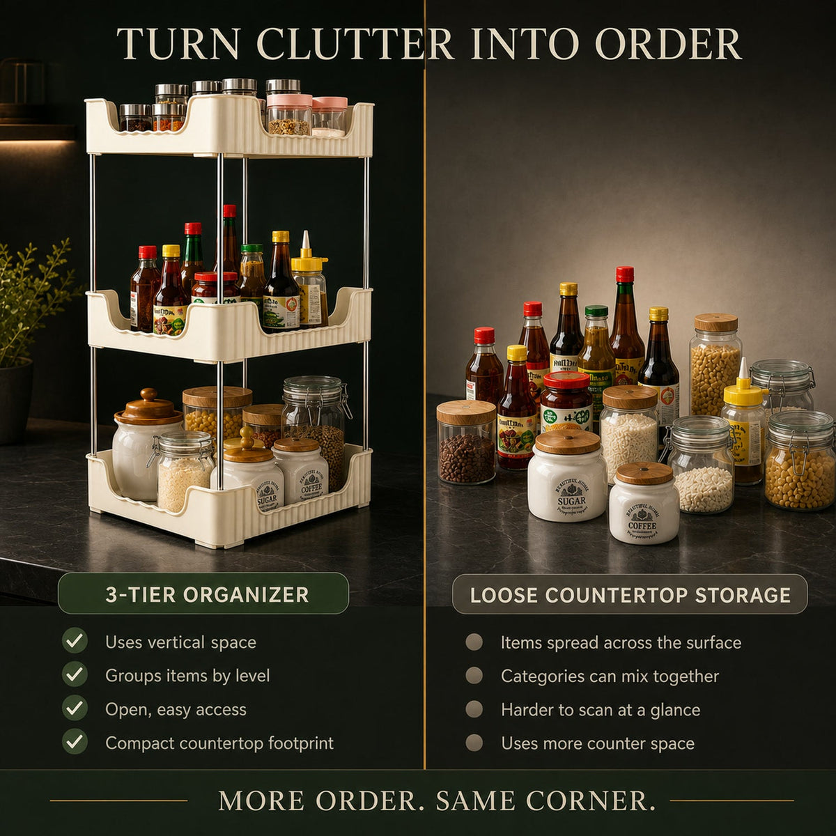 3-Tier Storage Organizer Rack – Compact & Versatile Shelf