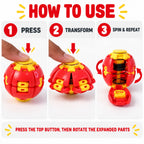 Transforming Spinner Flat Ball Toy with 360 Degree Spin for Kids and Desk Play