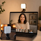 Portable rechargeable RGB camera LED light with clip mount