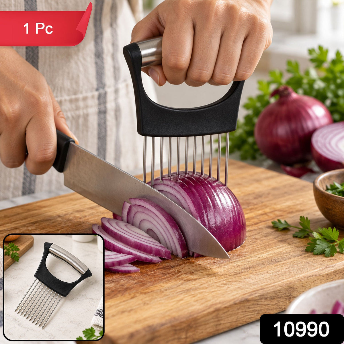 Tomato Slicer Holder, Stainless Steel Prong Holder for Even Tomato Slices (1 Pc)