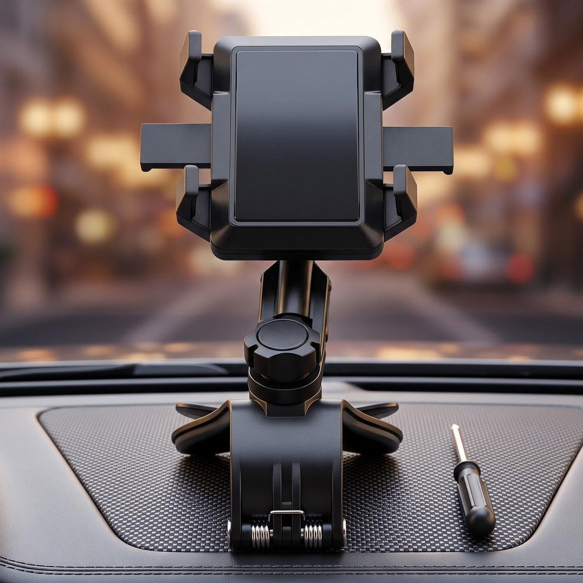 Adjustable dashboard mobile holder front view