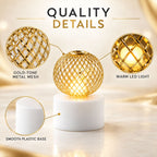 Decorative light details gold tone metal mesh warm LED and plastic base