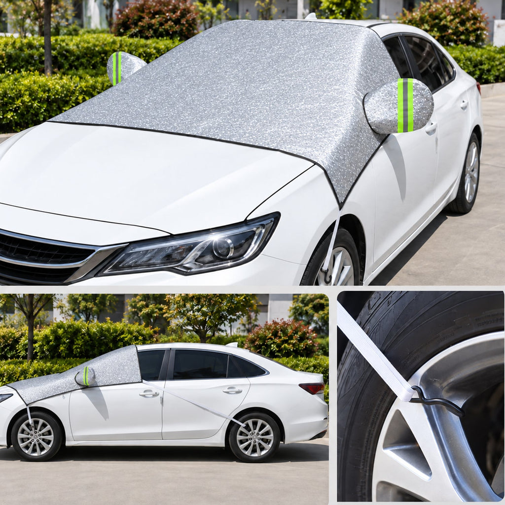 Car windshield sun shade cover mirror pockets