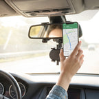Car mirror mounted mobile phone holder navigation use