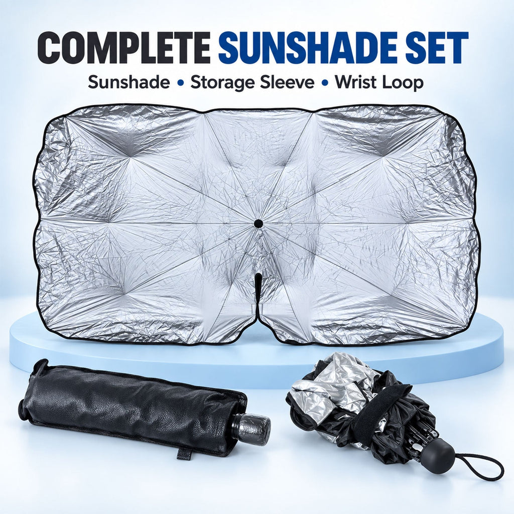 Windshield umbrella sunshade white bg