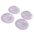 Four clear, dome-shaped silicone wall protectors with a subtle purple tint are arranged on a white background.
