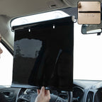 Retractable car windshield sun shade in use