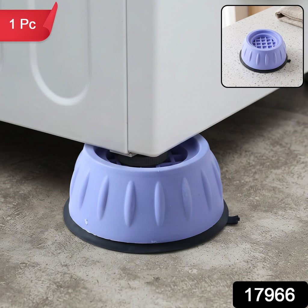 A single purple anti-vibration pad supporting a washing machine, with a small inset of the pad on a counter.