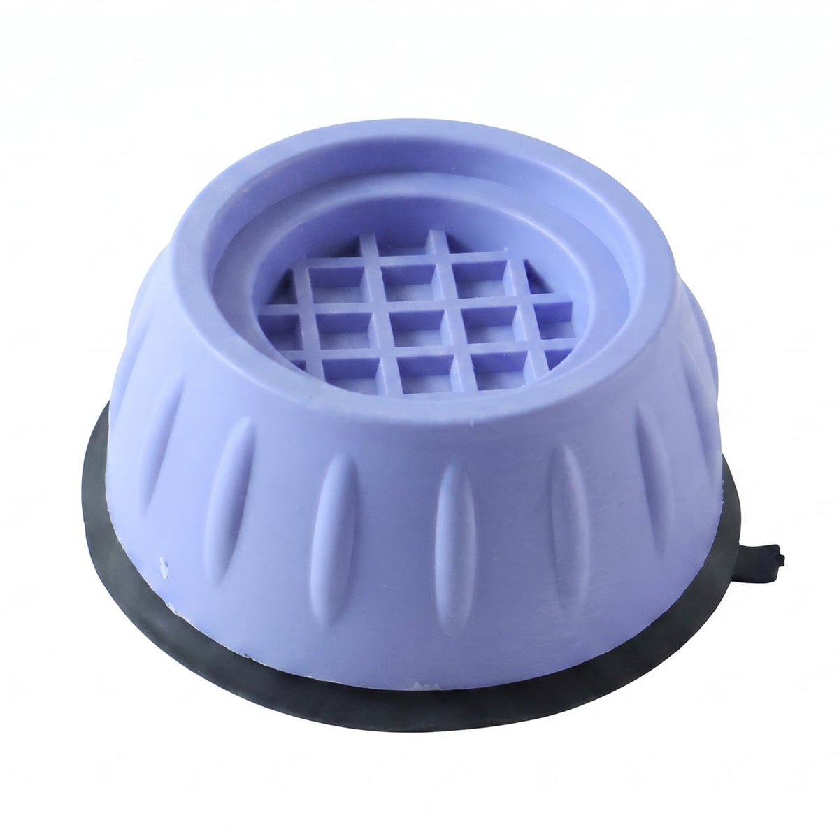 A purple anti-vibration pad with a black rubber base and a grid pattern on top, against a white background.