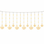Warm white diya curtain light series on white background