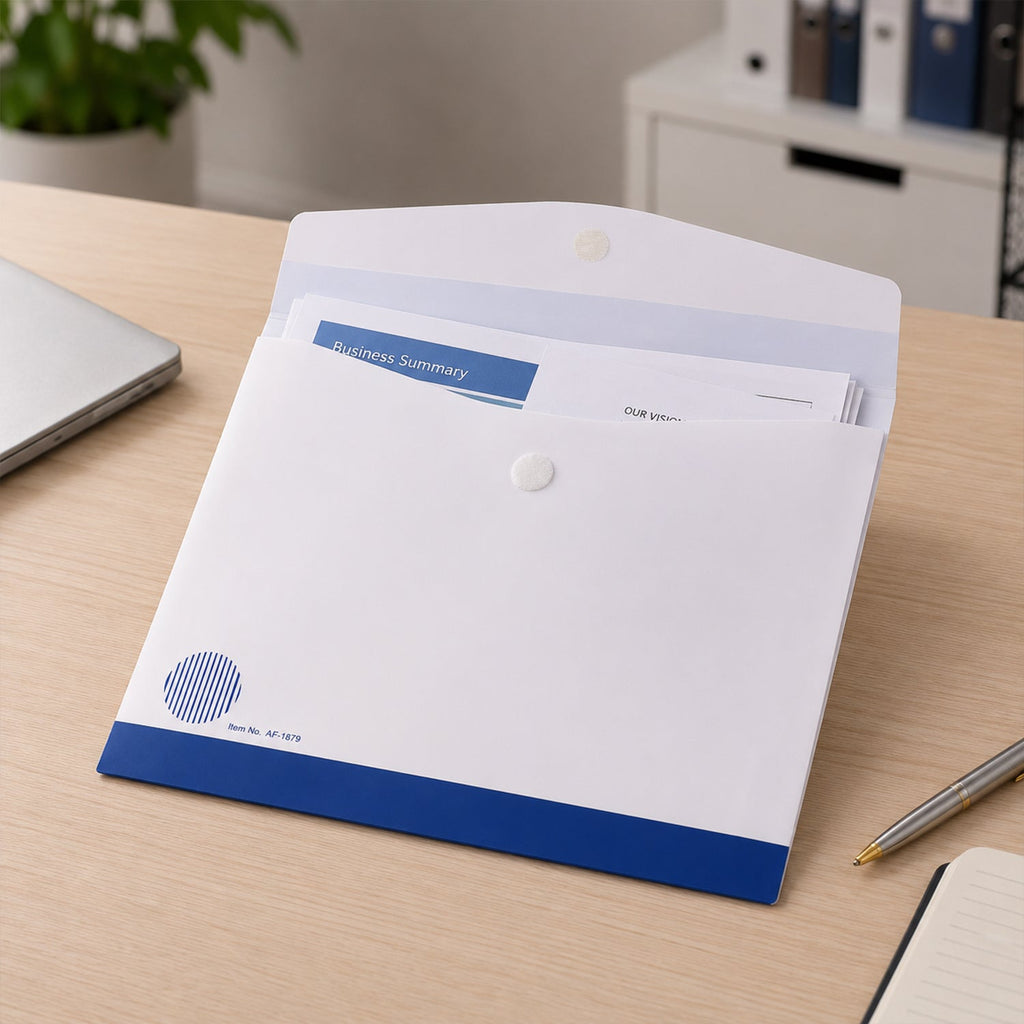 Button closure file folder office