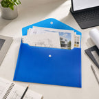 Plastic document folder button closure A4