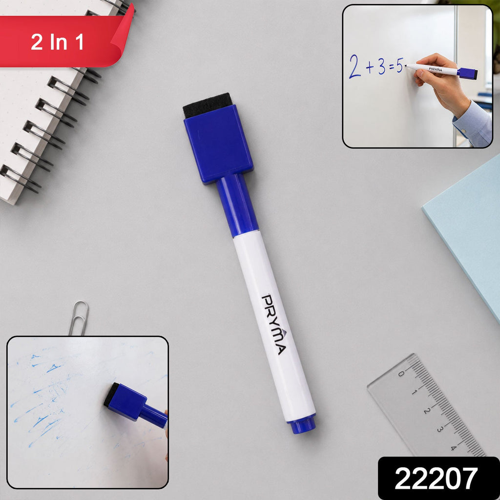 Close-up of 2 in 1 whiteboard marker with built-in eraser cap