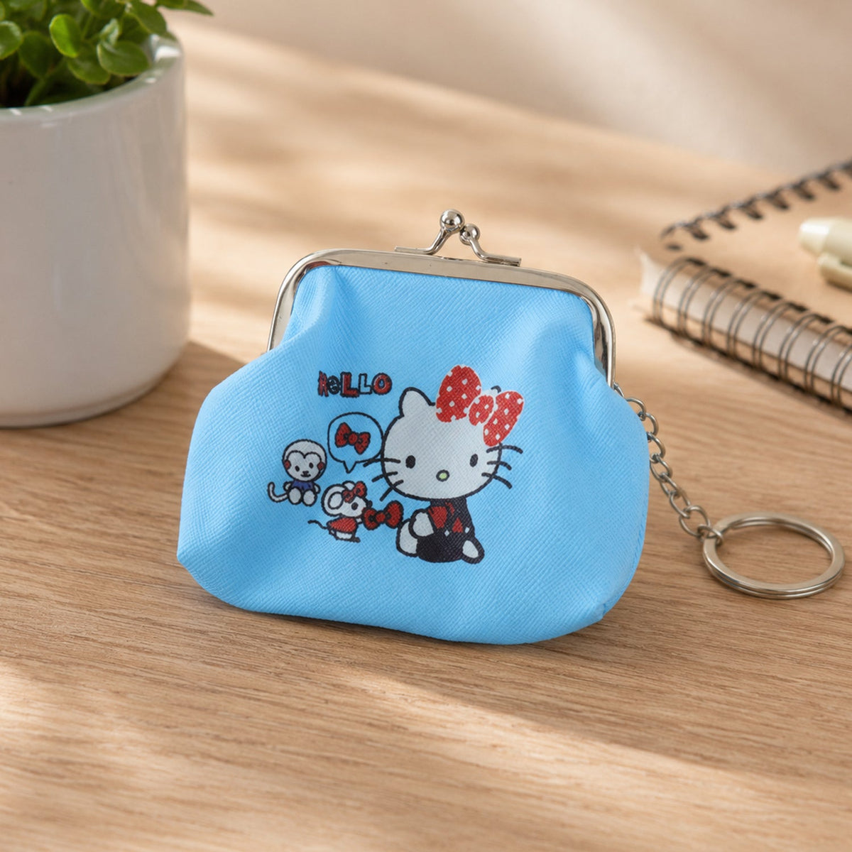 Cute Mini Coin Pouch with Key Ring for Travel Bags and Backpacks (1 Pc)