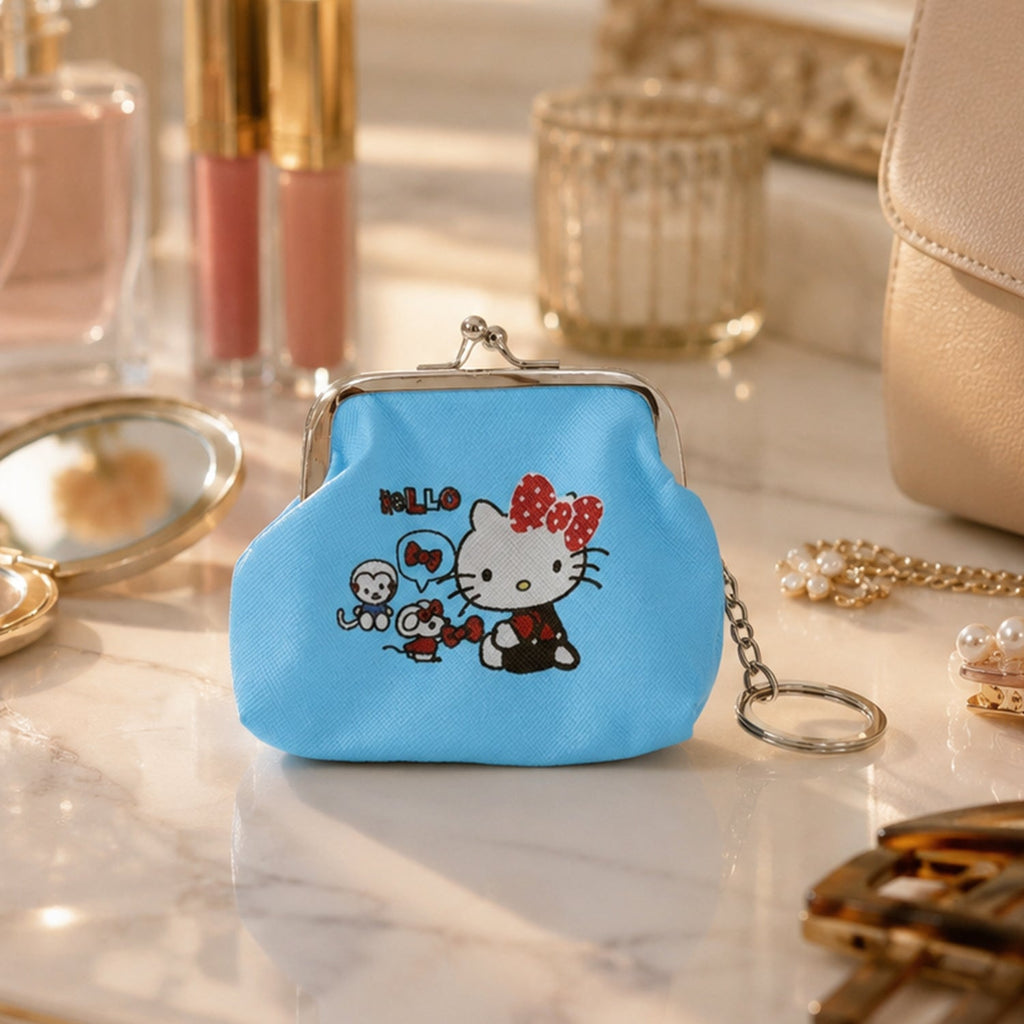 Cute Mini Coin Pouch with Key Ring for Travel Bags and Backpacks (1 Pc)