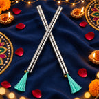 Steel dandiya stick pair festive display