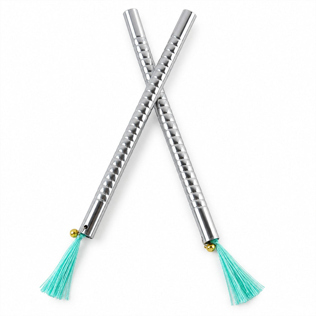Steel dandiya stick pair on white background