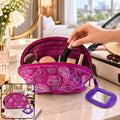 Floral cosmetic zipper pouch attached mirror