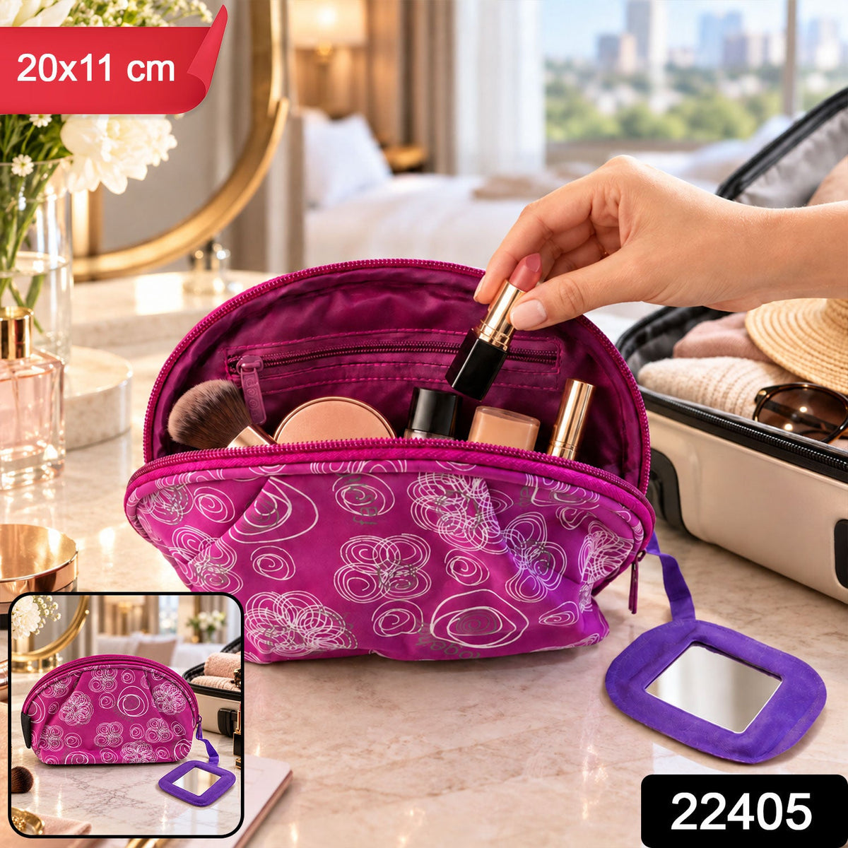 Cosmetic zipper pouch pack