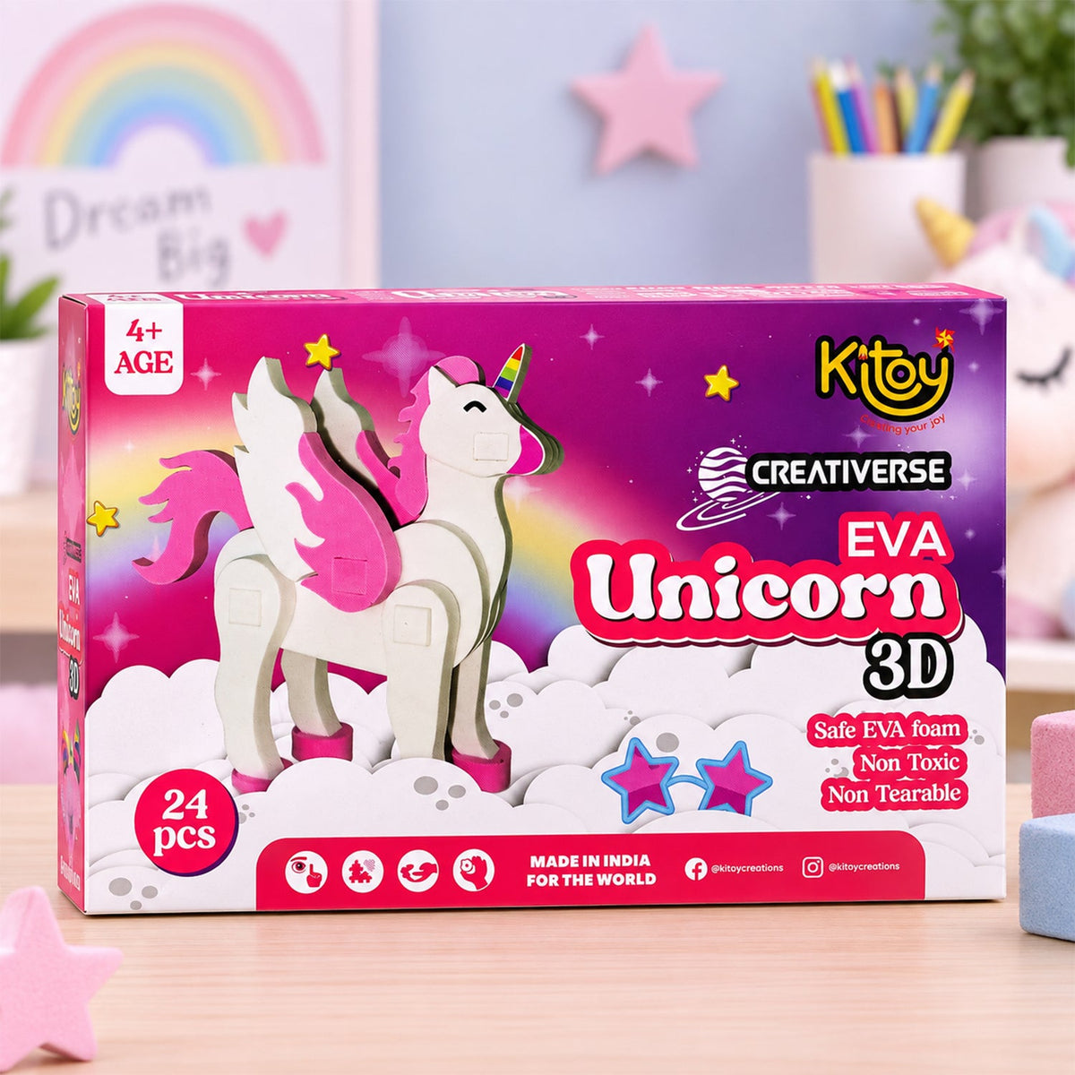 3D unicorn puzzle white bg