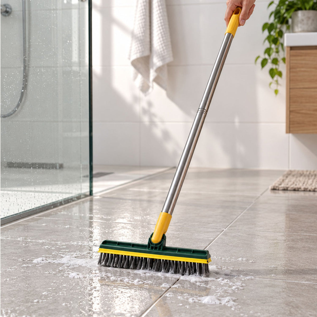 Lightweight 2 in 1 Floor Scrub Brush with Wiper for Women, Easy Cleaning (1 Pc)