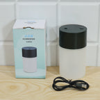 Live photo of mini USB air humidifier with colour box