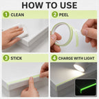 Steps for applying glow in the dark fluorescent tape