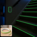 Glow in the dark fluorescent tape applied to stair edges