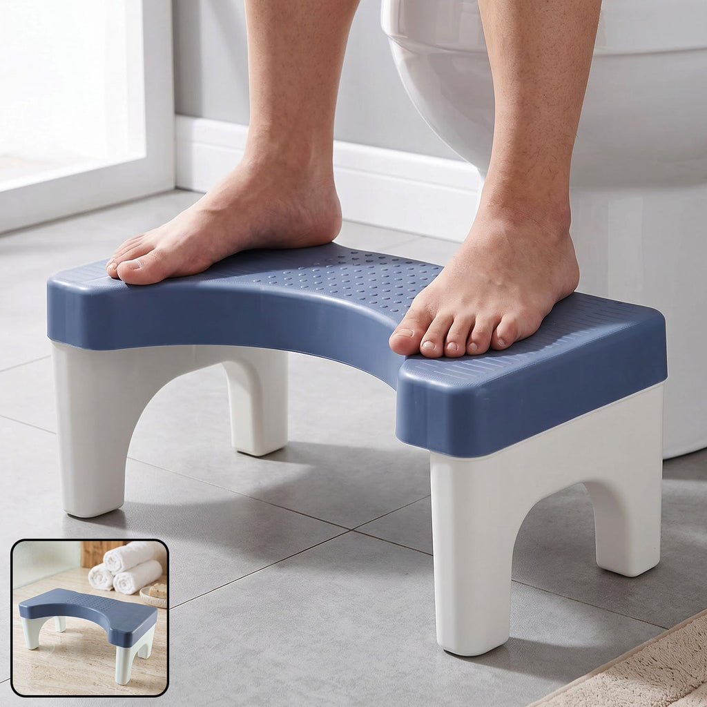 Plastic toilet squat stool with anti-slip surface