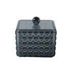 Plastic cotton swab box on white background
