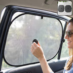 Car side window sun shade installed