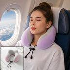 U shaped travel neck pillow in use