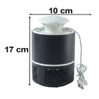 Black and white mosquito killer lamp with dimensions of 17 cm height and 10 cm width indicated.