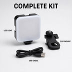 Camera light complete kit with clip mount and USB cable