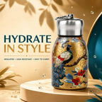 Insulated Stainless Steel Vacuum Water Bottle highlighting its peacock design feature.