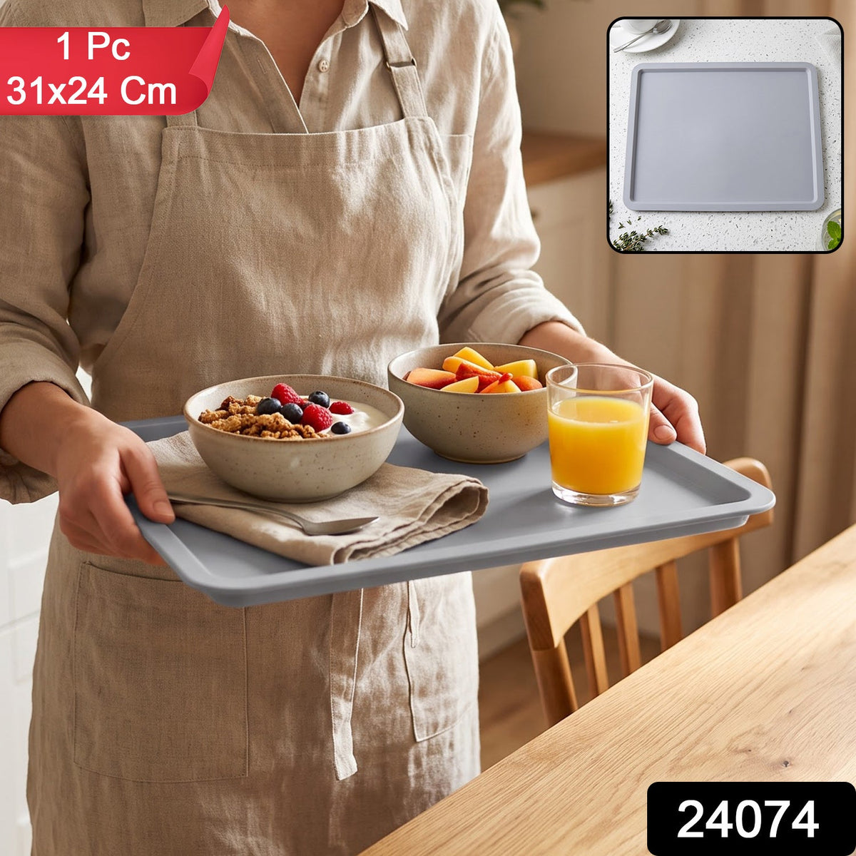 Rectangular plastic tea serving tray, 1 piece