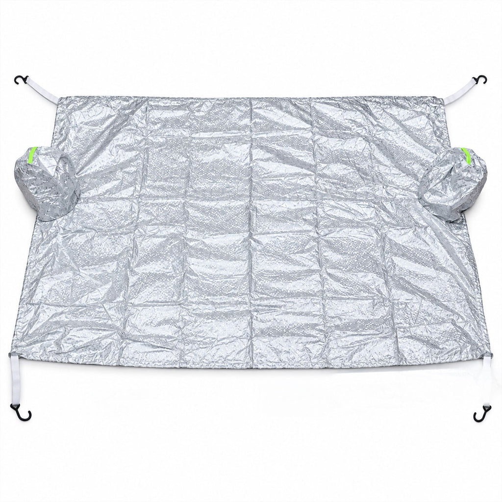 Windshield cover laid flat on white background