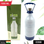 White and blue water bottle next to its green and white packaging, with a