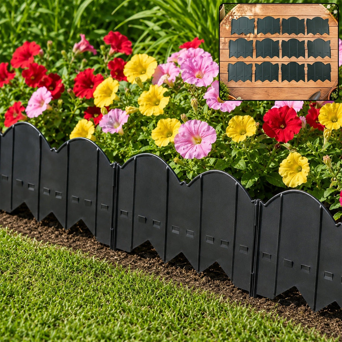 Garden Lawn Edging Border Set - Easy Interlocking Panels