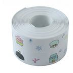 A full roll of white sealing tape with colorful cartoon characters and marine life printed on it.