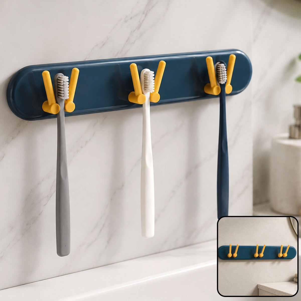 Wall-Mounted Toothbrush Holder – Plastic Bathroom Organizer | BrushedUp