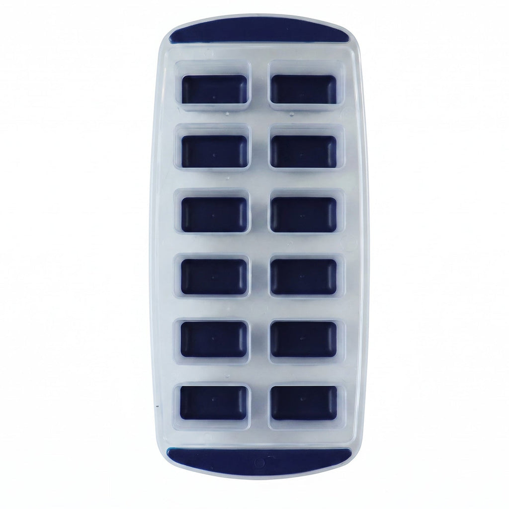 Plastic ice cube tray on white background