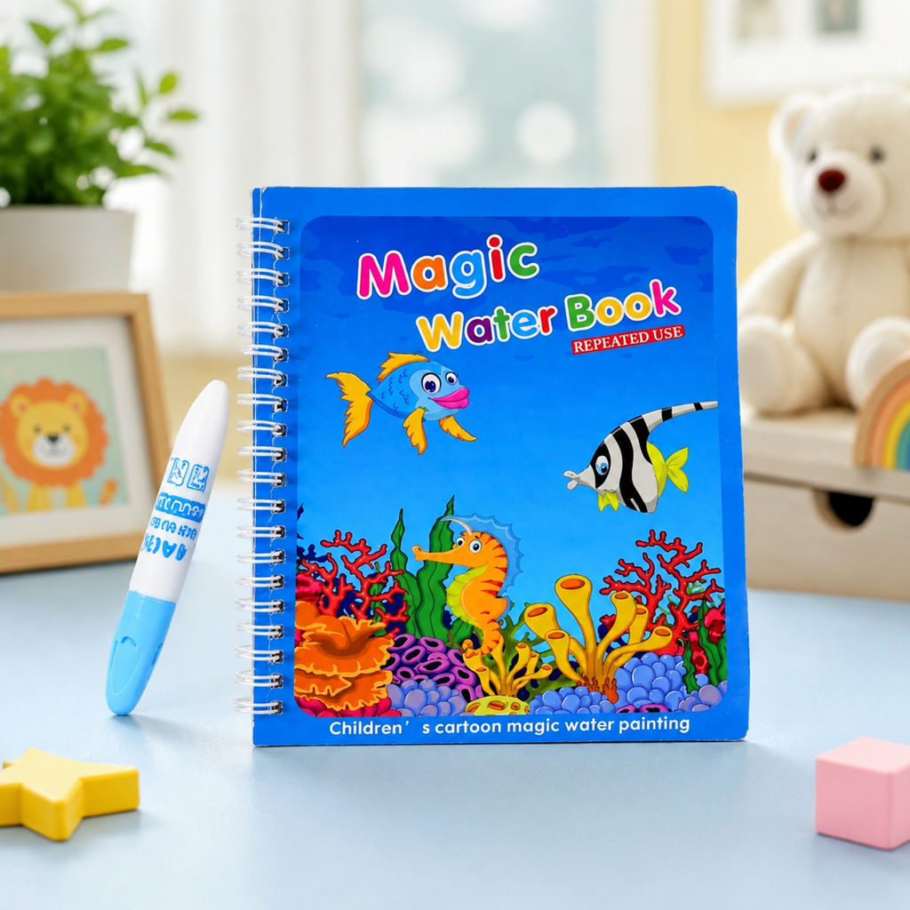 Kids Learning Combo – Magic Water Colouring Book & Flower Shape Sorter Toy