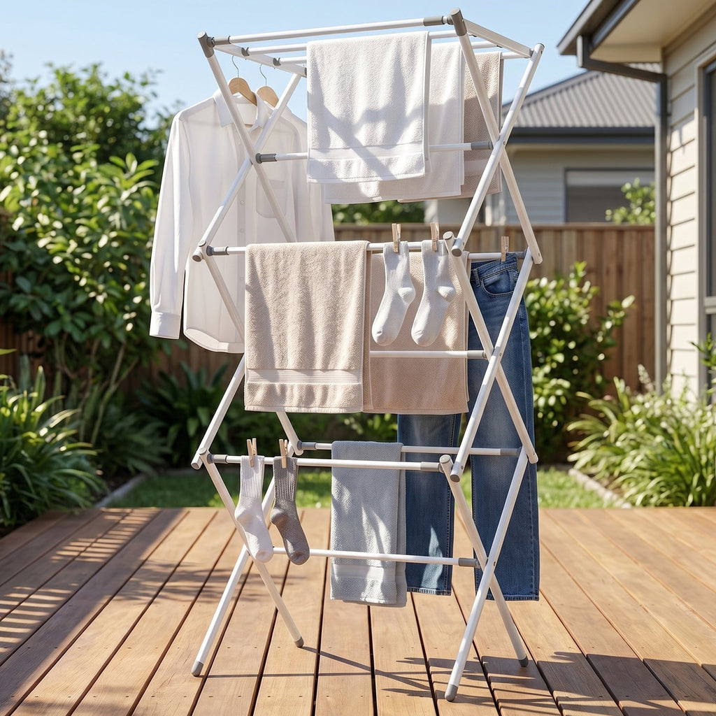 Metal Foldable Clothes Drying Rack Three Tier for Travel Use