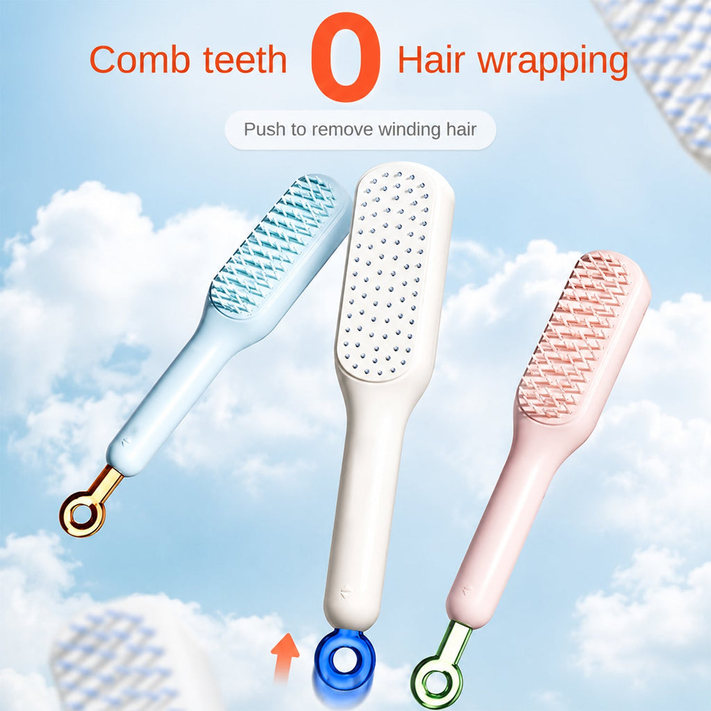 Self Cleaning Massage Comb Detangling Hair Brush for Scalp