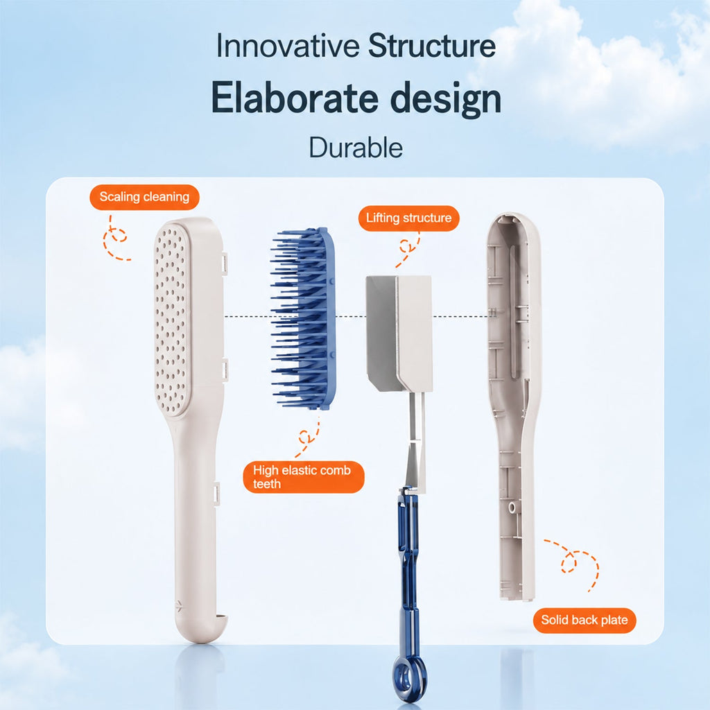 Self Cleaning Massage Comb Detangling Hair Brush for Scalp