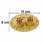 Oval Golden Kankavati Kumkum Holder with Meena Work Border