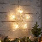 Close up of a single lit star bulb