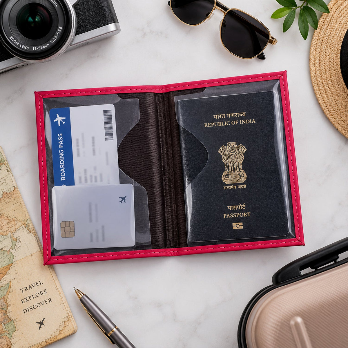 Travel Document Organizer for Passport, Tickets and Cards, Zip Wallet (1 Pc)
